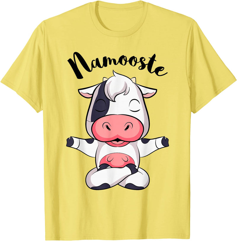 AdnDesigns Co. Funny Cow Yoga Shirts & Gifts Namoostee Cow Shirt Women Girls Cow Lover Gifts Namaste Yoga T-Shirt - Lemon