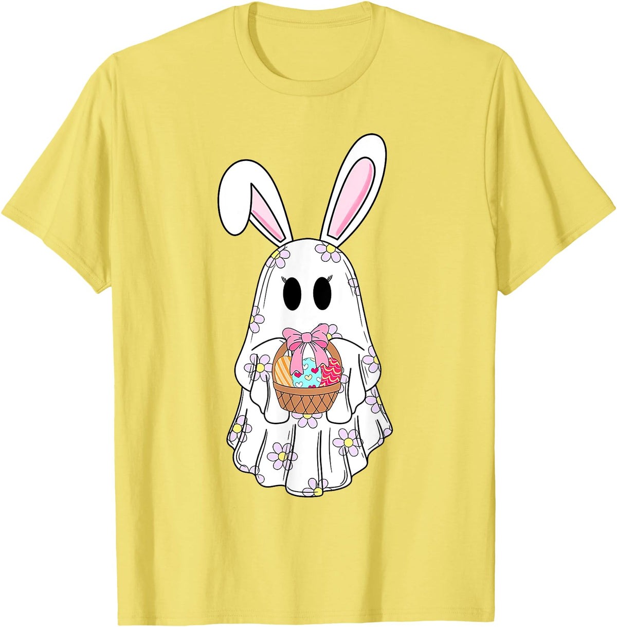 Cute Ghost Bunny Ghost Rabbit Easter Day Rabbit Lover T-Shirt in Lemon Yellow
