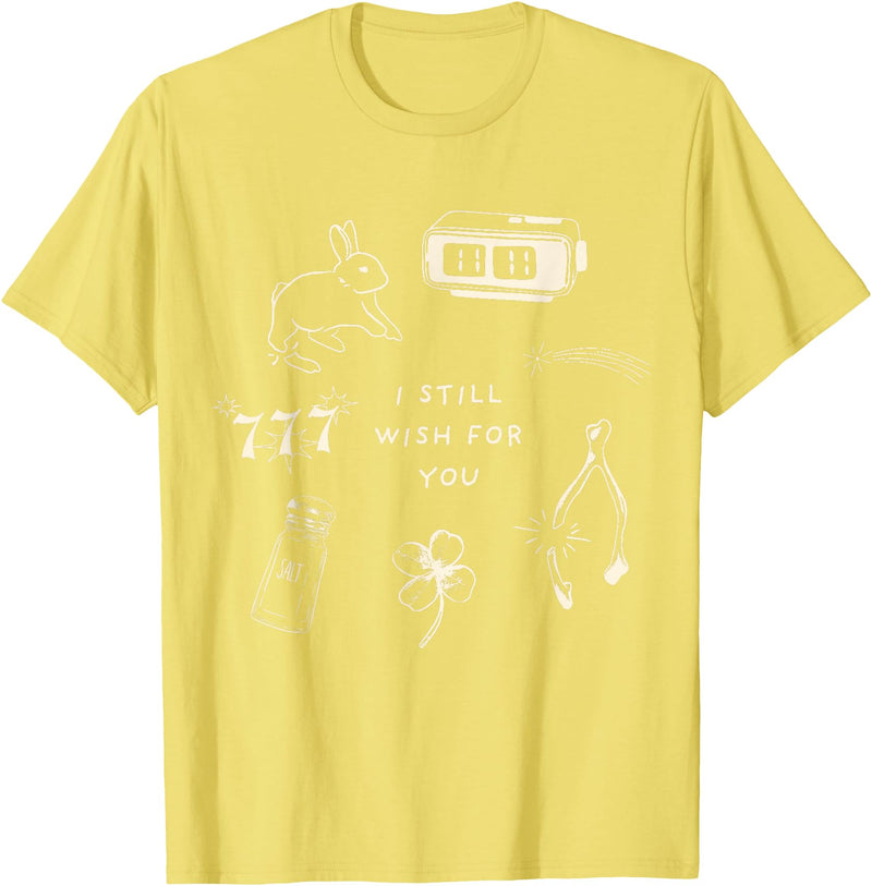 I Still Wish for You Lucky Rabbit 1111 Stars Clover Signs T-Shirt in Lemon Yellow