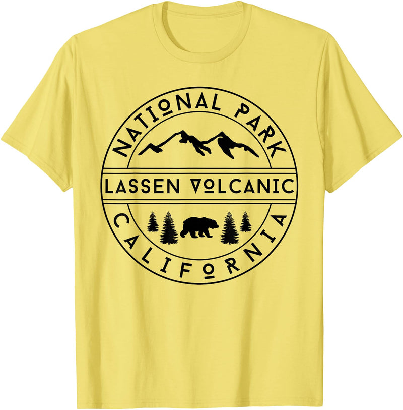 Lassen Volcanic National Park California USA Retro Lassen Volcanic National Park T-Shirt - Lemon Yellow