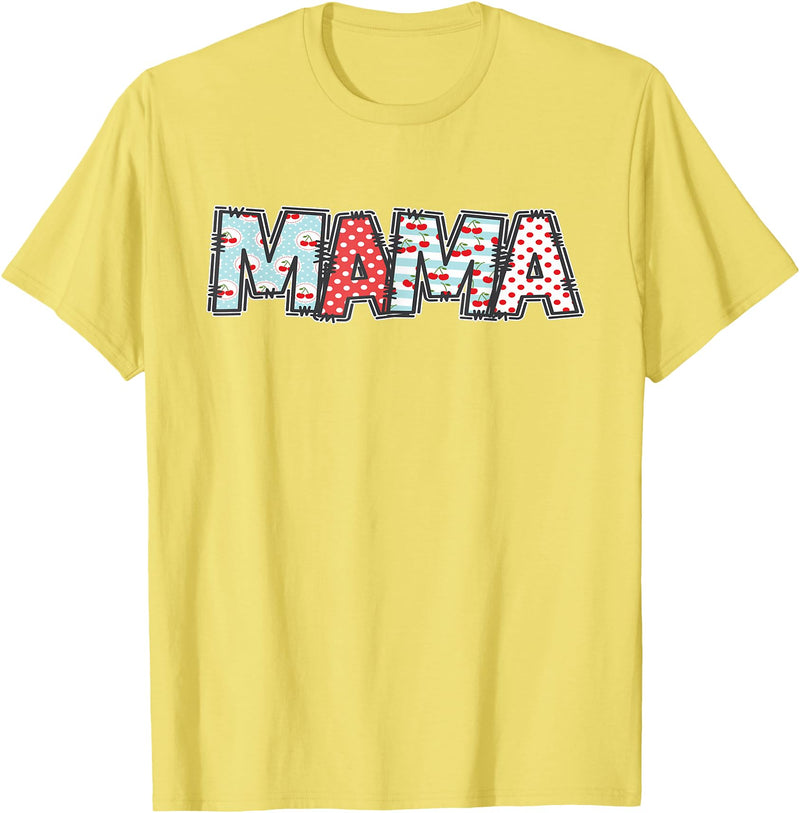 Retro Cherry Matching Family Tees Boho Cherry Mom Mama Halloween Costume T-Shirt - Lemon Yellow