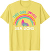 Rainbow Sea lions Outfit for toddler Girl Kids this Girl Loves Sea lions Cute Rainbow Silhouette T-Shirt - Lemon Yellow