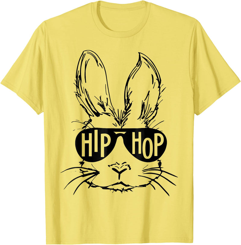 Hippity Rabbit Funny Hip Hop Bunny with Sunglasses Easter T-Shirt in Lemon Yellow