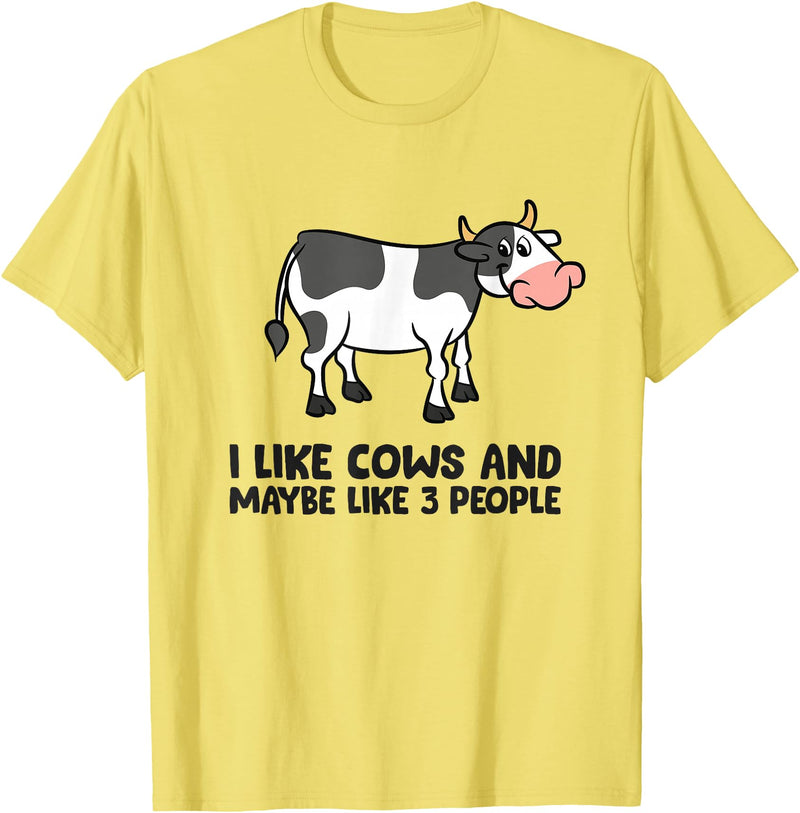 Funny Cow Lover Gifts I Like Cows And Maybe Like 3 People Funny Cows T-Shirt - Lemon Yellow