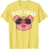 Cool Lucky Swine Fans Party Girl Boy Pork Team Art Piggy Squad | Cute Pig Farmer Animal Lovers Funny Farm Gift T-Shirt - Lemon Yellow