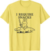 I Require Snacks Bunny Riding Gator Funny Rabbit Humor Meme T-Shirt in Lemon Yellow