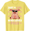 Funny Pig Clothes & Outfits For Women Girls & Kids Just A Girl Who Loves Pigs Women Pig Lovers Pig Stuff Farmer T-Shirt - Lemon Yellow