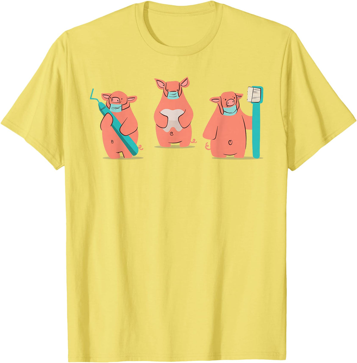 Zahnärztin Zahnhygienikerin Geschenke Dentist Pig T-Shirt - Lemon Yellow