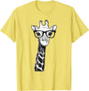 Giraffe with Glasses Zoo Animal Giraffe with Glasses for Zoo Animal Lovers T-Shirt - Lemon Yellow