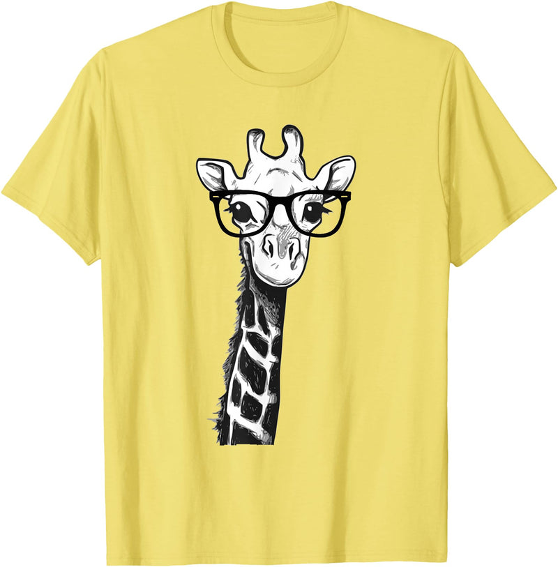 Giraffe with Glasses Zoo Animal Giraffe with Glasses for Zoo Animal Lovers T-Shirt - Lemon Yellow