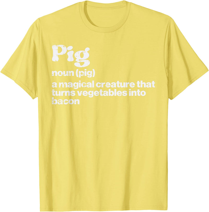 BBQ Barbecue Shirts Men Women Grilling Gifts Pig Definition Bacon Funny Bbq Barbecue Grill Men Women Kids T-Shirt - Lemon Yellow