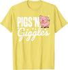 The Cute Pig Farming Apparel Co. Pigs 'n Giggles Funny Farm Pig Farmer Pigs Women Girls T-Shirt - Lemon Yellow