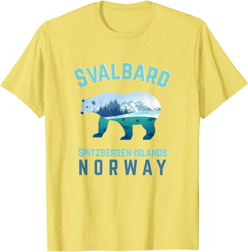Longyearbyen am Nordkap und Spitzbergen Inseln Svalbard Spitzbergen Islands Norway Fjords with Polar Bear T-Shirt - Lemon Yellow