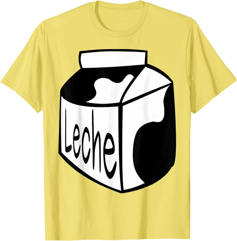 Clever Witty Milk Designs Leche Spanish Milk Carton Dairy Lover T-Shirt - Lemon Yellow