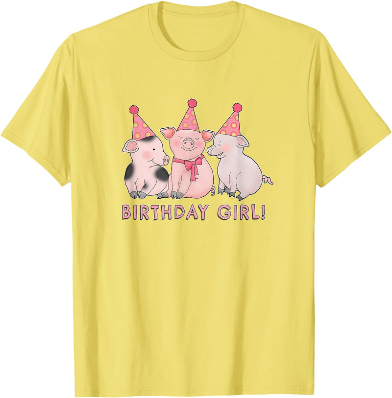 I Love Pigs Birthday Girl Happy Pig Lover T-Shirt - Lemon Yellow