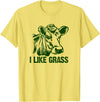 Asylum Tees I Like Grass - Cows Like to eat Sticky Grass and Weeds. T-Shirt - Lemon Yellow