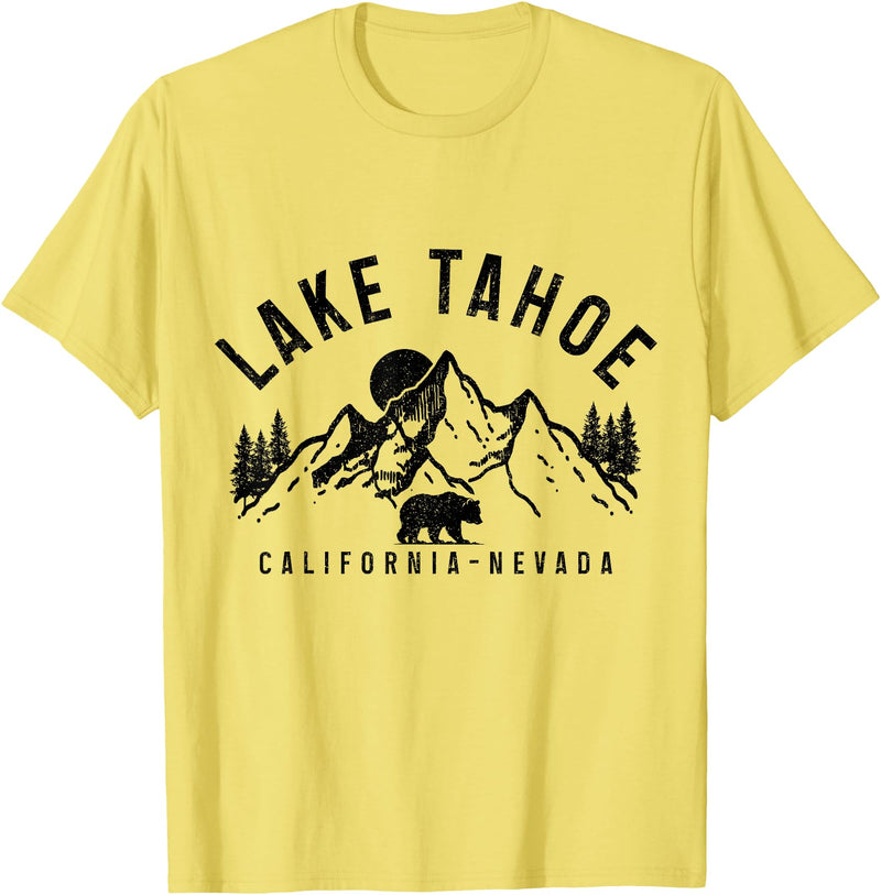 We Love Lake Tahoe - California Nevada Lake Tahoe California Nevada Mountains Bear Nature Vintage T-Shirt - Lemon Yellow