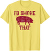 Pig BBQ Meat I'd Smoke That Humor 2.0 I'd Smoke That Pig BBQ Grilling T-Shirt - Lemon Yellow