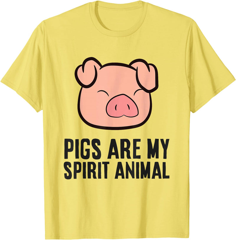 Pig Lover and Pig Farmer Gifts And Tees Pig Lover My Spirit Animal Is A Pig T-Shirt - Lemon Yellow