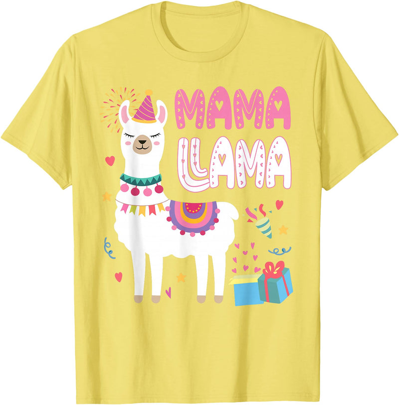 Family Matching Llama Birthday Party Supplies Mama Llama Mom Of The Birthday Llama Birthday Theme T-Shirt - Lemon Yellow