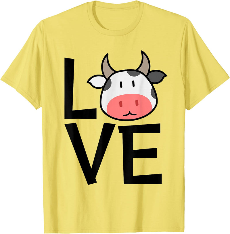 Kids Cow Design for Cow Lovers LOVE Cows Stuff | Cow Lover Stuff | Kids Cow T-Shirt - Lemon Yellow