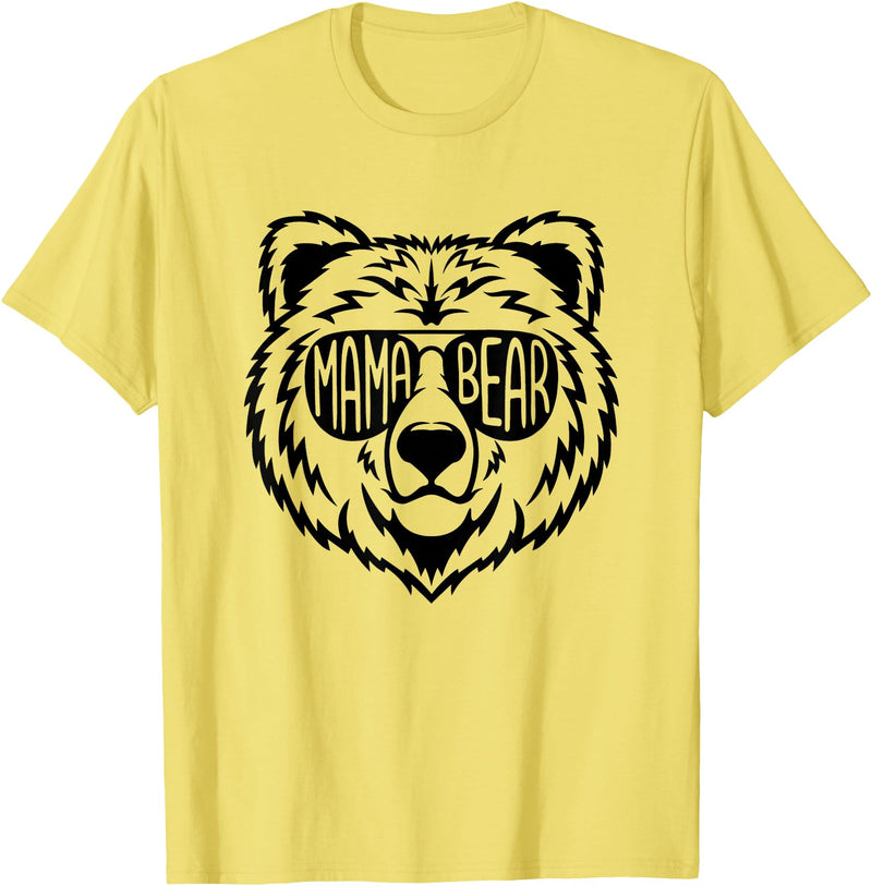 Funny Mothers Mama Bear Face Mama Bear Face Sunglasses Mother Mom Mommy T-Shirt - Lemon Yellow