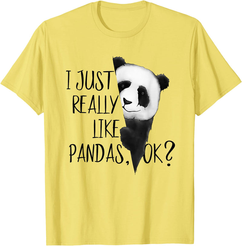 Giant Panda Fan Art SkizzenMonster I Just Really Like Pandas, OK? Funky I Love Panda Bears Art T-Shirt - Lemon Yellow