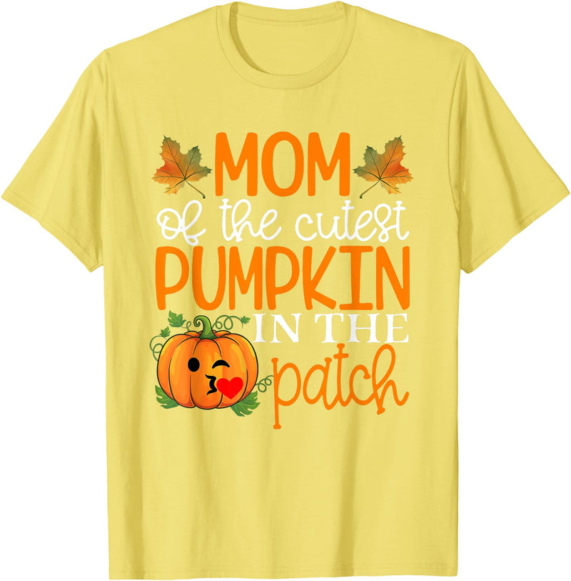 Mom of The Cutest Pumpkin Shirt Mom of The Cutest Pumpkin in The Patch Shirt Halloween T-Shirt - Lemon Yellow