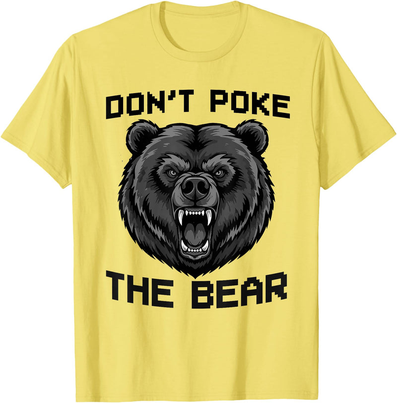 Vintage Wild Bear Attitude Graphic Tees Don’t Poke The Bear California Republic Grizzly Spirit T-Shirt - Lemon Yellow