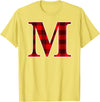 Buffalo Plaid Forever Buffalo Plaid Monogram Letter M Matching Holiday T-Shirt - Lemon Yellow