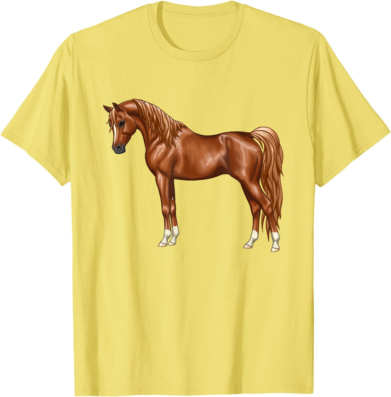 Arabian Horse Art by CSForest Beautiful Red Chestnut Egyptian Arabian Horse Lovers Gift T-Shirt - Lemon Yellow