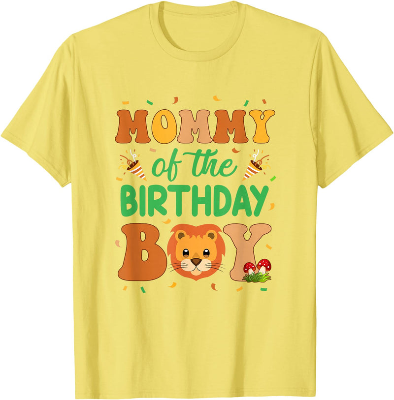 Mom Birthday Boy Family Matching Lion Mommy Of The Birthday Boy Lion Family Party Decorations T-Shirt - Lemon Yellow