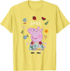 Peppa Pig Smile Cute Flowers & Fruit Full Body Portrait T-Shirt - Lemon Yellow