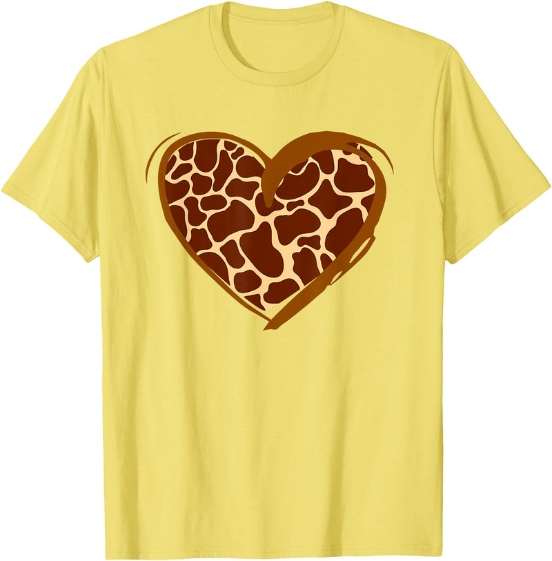 Animal Giraffe Print Clothing Heart Giraffe Pattern for Giraffe Lover T-Shirt - Lemon Yellow