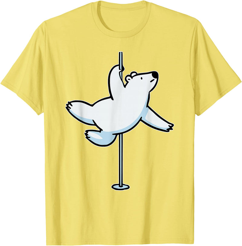 Fun Polar Bear Lover Humor Bear Dancer Stylish Tee Funny Polar Bear Pole Dancer Animal Cute Cool Dancing Joke T-Shirt - Lemon Yellow