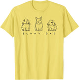 Bunny Dad Cute Lop Rabbit Holland Dad Line Art T-Shirt in Lemon Yellow