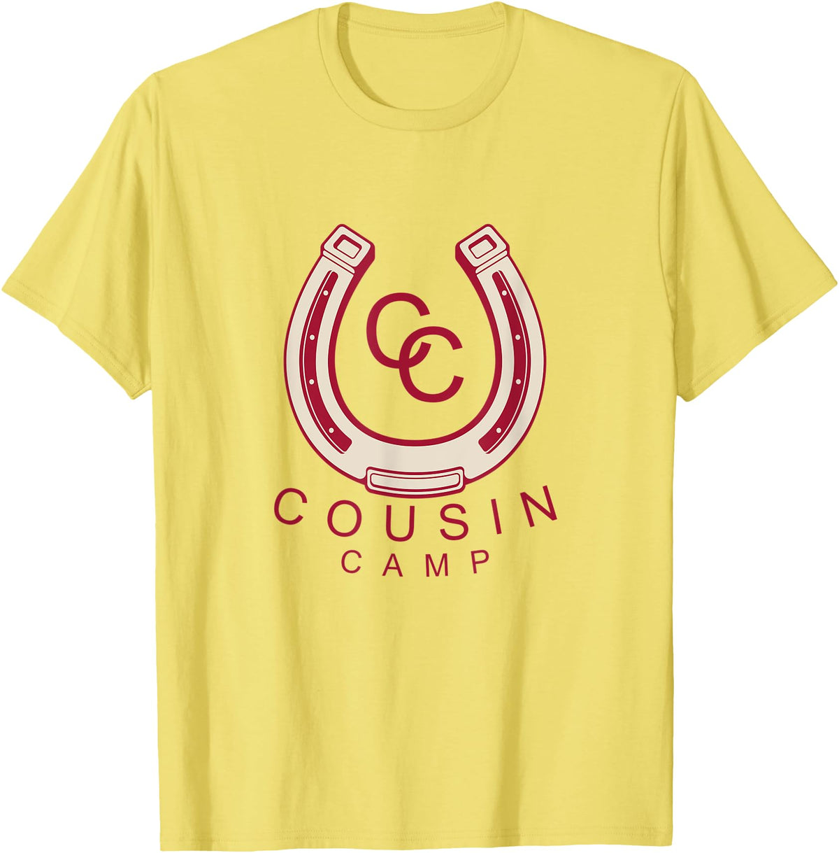 Cousin Camp Apparel & Gifts Fun Cousin Camp Horseshoe Horse Ranch Graphic T-Shirt - Lemon Yellow