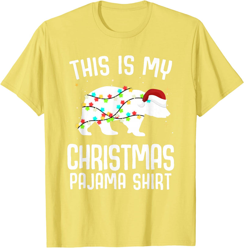 Funny Polar Bears Family Matching Wear Tees Polar Bear Christmas Pajama Santa Bear Lover T-Shirt - Lemon Yellow