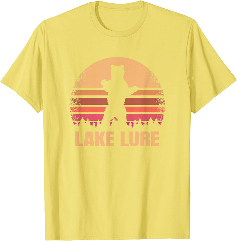 Lake Lure North Carolina Vintage NC Retro 80s Co. Lake Lure North Carolina Vintage Bear NC Distressed 80s T-Shirt - Lemon Yellow