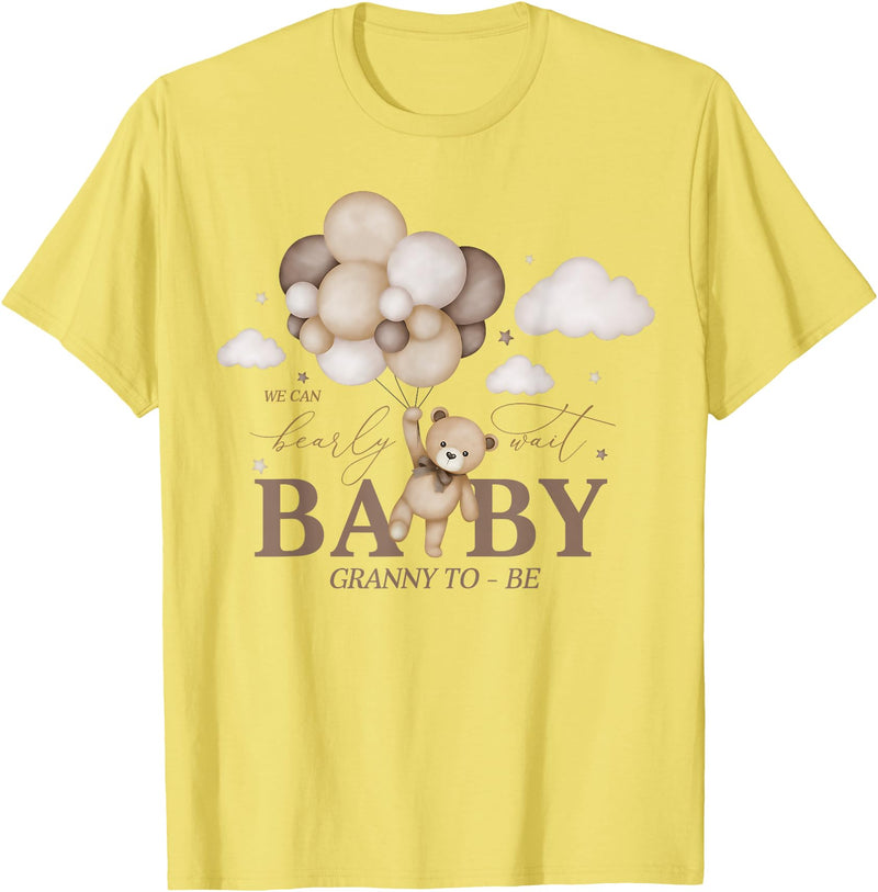 Cute Bearly Wait Baby Shower Bear Matching Family Granny We Can Bearly Wait Baby Shower Bear Family Matching T-Shirt - Lemon Yellow
