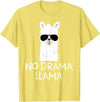 No Drama No Pob-Llama Alpaca Gifts No Drama Llama Alpaca with Sunglasses Llama Lovers Gift T-Shirt - Lemon Yellow