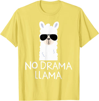 No Drama No Pob-Llama Alpaca Gifts No Drama Llama Alpaca with Sunglasses Llama Lovers Gift T-Shirt - Lemon Yellow