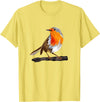 Robin Bird Ornithology Nerd Birding Watcher Robin Bird T-Shirt - Lemon Yellow