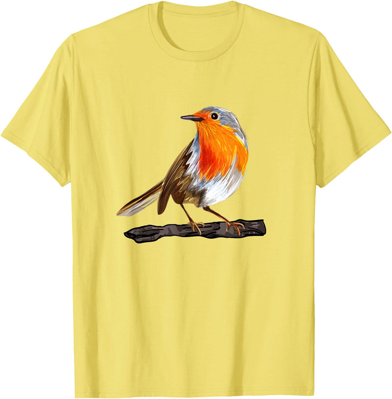 Robin Bird Ornithology Nerd Birding Watcher Robin Bird T-Shirt - Lemon Yellow