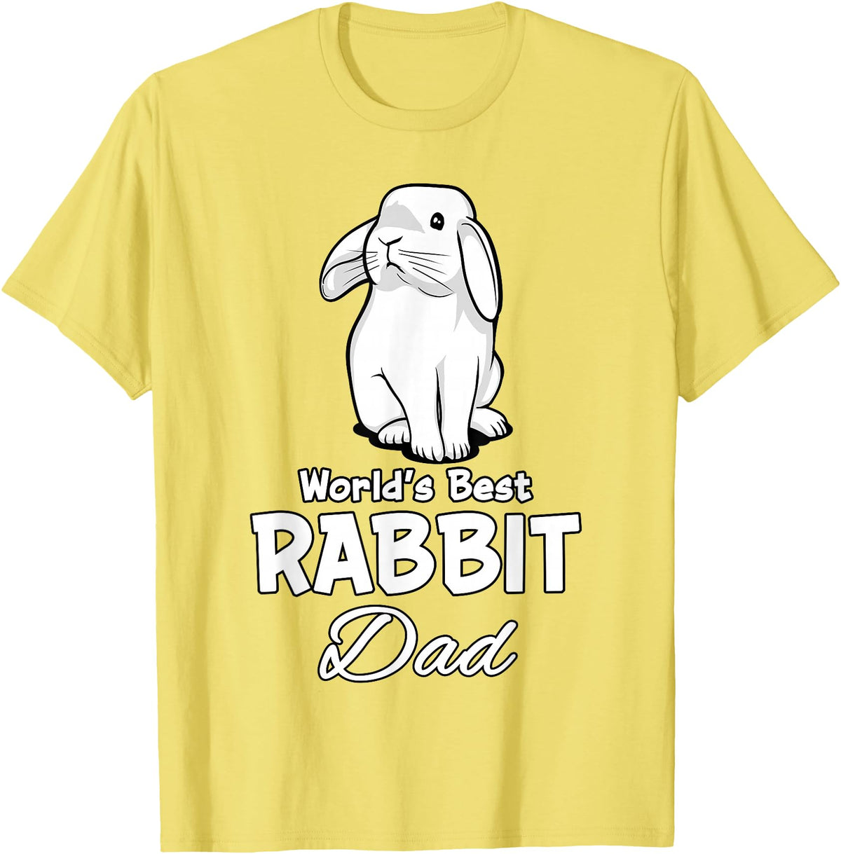 Rabbit Dad Father Rabbit Lover Cute Rabbit T-Shirt in Lemon Yellow