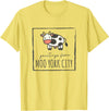 Grüße aus Moo York City - Lustiges Kuhmotiv Greetings from Moo York City - Funny Cow Motif with Saying T-Shirt - Lemon Yellow