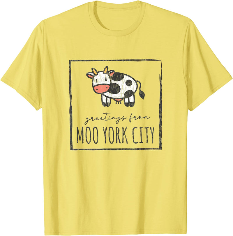 Grüße aus Moo York City - Lustiges Kuhmotiv Greetings from Moo York City - Funny Cow Motif with Saying T-Shirt - Lemon Yellow