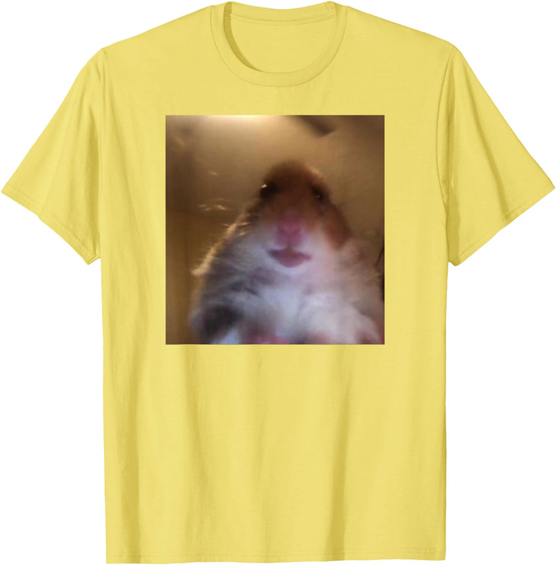 Hamster stares into the front camera I Internet Hamster Meme T-Shirt - Lemon Yellow
