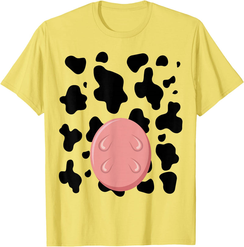 Dairy Milk Farmer Cattle Petting Zoo Humor Costume Funny Cow Utters Costume Easy Calf DIY Halloween Animals T-Shirt - Lemon