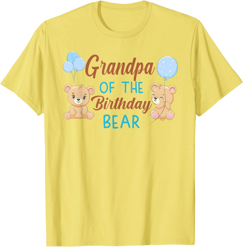 Family Birthday Bear Gifts Grandpa of The Birthday Boy Bear 1st Birthday Party Boy T-Shirt - Lemon Yellow